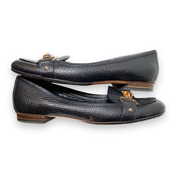 Gucci Classic Vintage Bamboo Horse Bit Black Leather Loafer Flats Women’s Size 7 - Picture 4 of 12